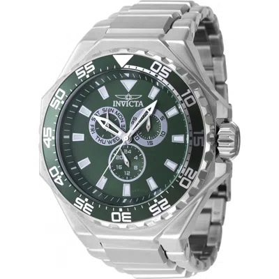 Invicta Pro Diver Gmt Date Quartz Green Dial Men's Watch 46557 In Green/white/silver Tone