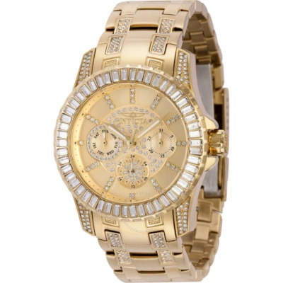 Invicta Pro Diver Gmt Quartz Crystal Gold Dial Ladies Watch 44169 In Gold / Gold Tone