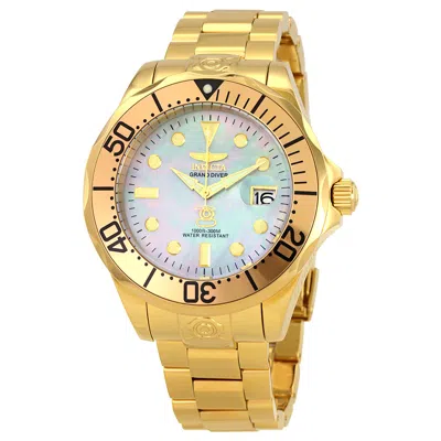Invicta Pro Diver Grand Diver Automatic Men's Watch 16033 In Gold Tone / Grey / Mother Of Pearl / Yellow