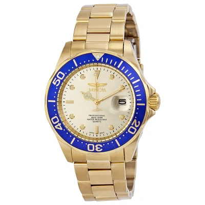 Invicta Pro Diver Light Champagne Dial Gold Ion-plated Men's Watch 14124 In Blue / Champagne / Gold / Gold Tone
