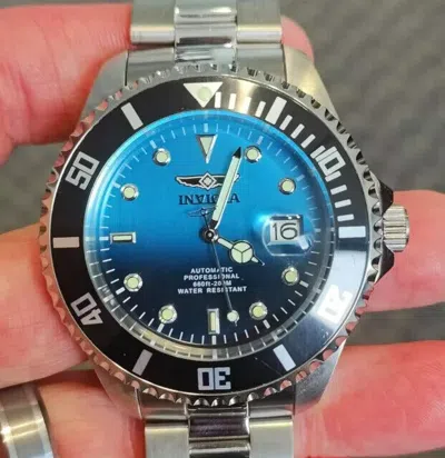 Pre-owned Invicta Pro Diver Men's Blue Dial Black Bezel Automatic Steel Bracelet Watch