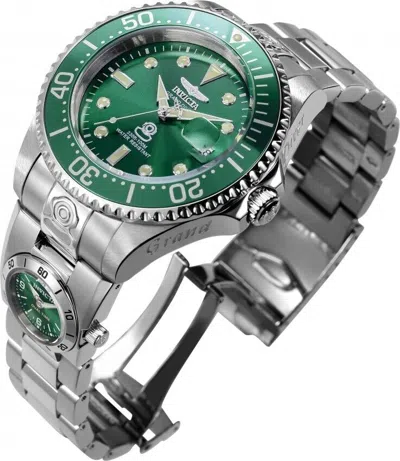 Pre-owned Invicta Pro Diver Men's Green Dial Dual Time Automatic Stainless Steel Watch
