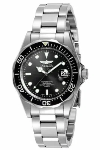 Pre-owned Invicta Pro Diver Men's Quartz 37.5mm Stainless Steel Case Black Dial
