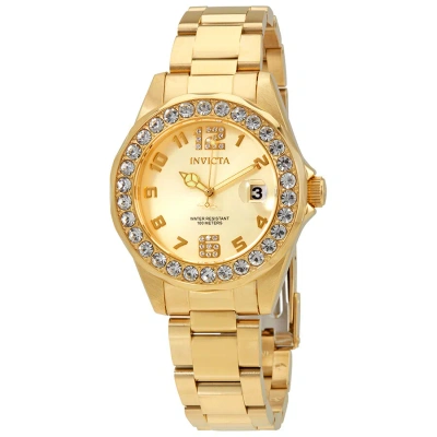 Invicta Pro Diver Pro Diver  Champagne Dial 18kt Gold-plated Ladies Watch 21397 In Champagne / Gold / Gold Tone