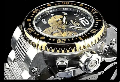 Pre-owned Invicta Pro Diver Quartz Chronograph Gold Tone Silver Bracelet Watch