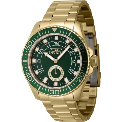 Invicta Pro Diver Quartz Small Second Green Dial Men's Watch 47132 In Gold / Gold Tone / Green