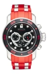 Invicta Pro Diver Silicone Strap Chronograph Watch, 48mm In Red