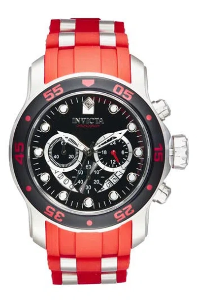 Invicta Pro Diver Silicone Strap Chronograph Watch, 48mm In Red