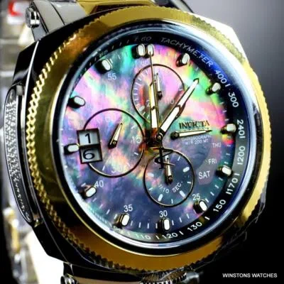 Pre-owned Invicta Reserve 15th Anniversary Russian Diver 2 Tone Black Mop Steel Watch