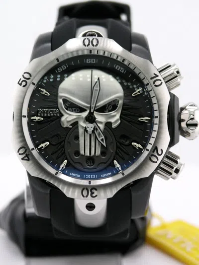 Pre-owned Invicta Reserve 32428 Limited Punisher Swiss Chronograph Black Watch 53.7mm