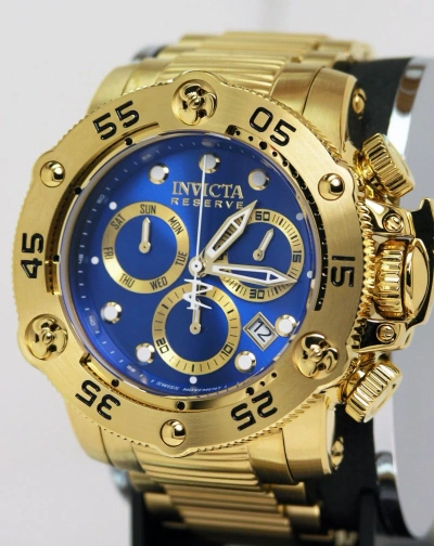 Pre-owned Invicta Reserve 38699 Propeller Swiss Chronograph Gold Tone Blue Dial 52.5mm