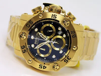 Pre-owned Invicta Reserve Sea Hunter Propeller Swiss Chronograph Gold Tone Black Dial