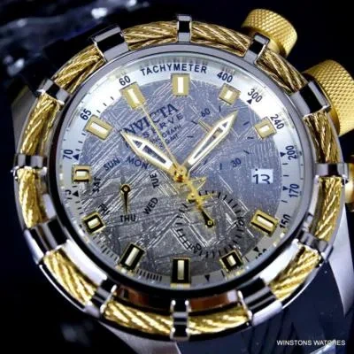 Pre-owned Invicta Reserve Bolt Muonionalusta Meteorite Swiss Mvt Gold Tone 50mm Watch