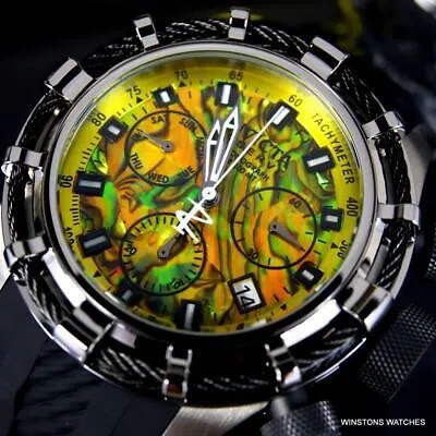 Pre-owned Invicta Reserve Bolt Sport Yellow Abalone Rose Gold Cable 50mm Watch Rubber