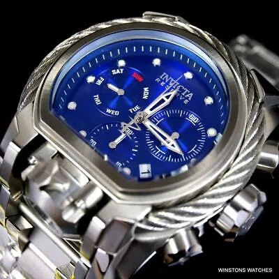 Pre-owned Invicta Reserve Bolt Zeus Magnum Cable Steel Blue Swiss Mvt 52mm Watch