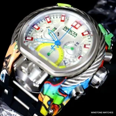 Pre-owned Invicta Reserve Bolt Zeus Magnum Graffiti White Swiss Mvt Dials Watch 52mm