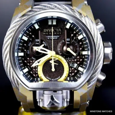 Pre-owned Invicta Reserve Bolt Zeus Magnum Hydroplated 52mm Rubber Swiss Mvt Watch