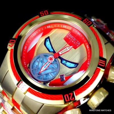 Pre-owned Invicta Reserve Bolt Zeus Marvel Iron Man 52mm Steel Swiss Mvt Blue Watch