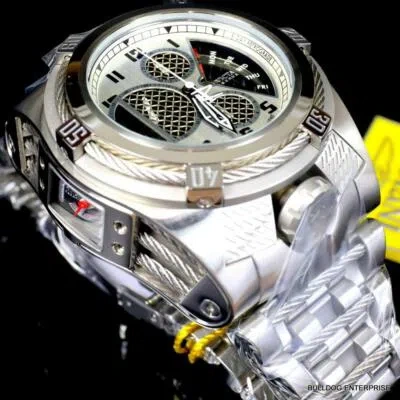 Pre-owned Invicta Reserve Bolt Zeus Tria Twisted Metal Steel 56mm 3 Swiss Dials Watch