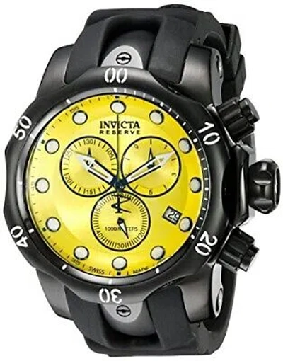 Pre-owned Invicta Reserve Chronograph Yellow Dial Black Rubber Men's Watch 5736