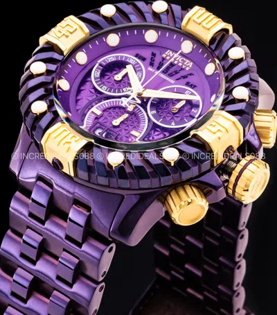 Pre-owned Invicta Reserve Gearhead Gen Ii Swiss Chronograph 18k Gold Purple Dial Watch