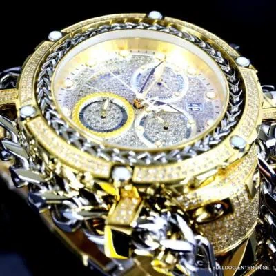 Pre-owned Invicta Reserve Gladiator 2.92ctw Diamond 2 Tone Gold Plate Swiss 61mm Watch