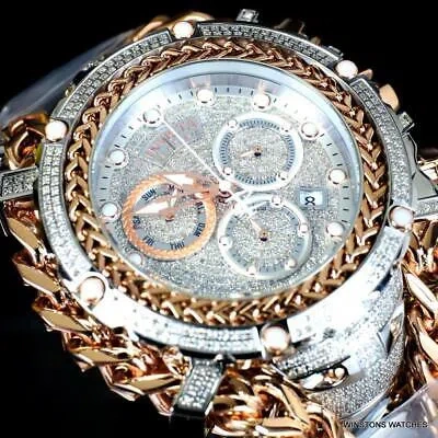 Pre-owned Invicta Reserve Gladiator 2.92ctw Diamond 2 Tone Rose Swiss Steel 61mm Watch