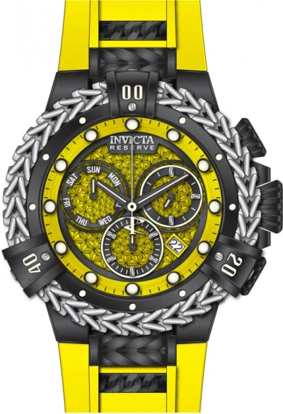 Pre-owned Invicta Reserve Hercules 53mm Black/yellow Men's Watch 33158