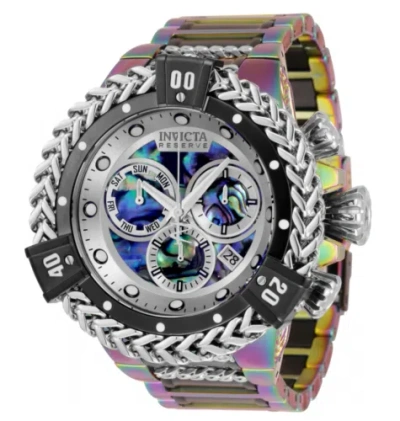 Pre-owned Invicta Reserve Hercules Men's 53mm Abalone Rainbow Swiss Chrono Watch 34724
