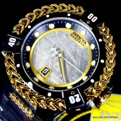 Pre-owned Invicta Reserve Hercules Meteorite Automatic Black Steel Gold 56mm Watch