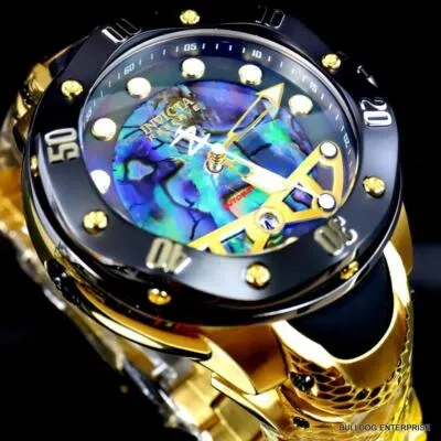 Pre-owned Invicta Reserve Kraken Swiss R150 Automatic Abalone Gold Plated Watch 52mm