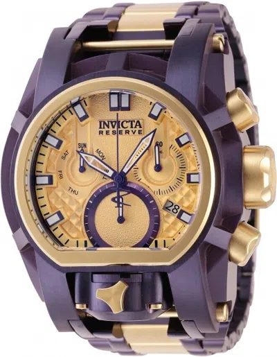 Pre-owned Invicta Reserve Men's 52mm Bolt Zeus Magnum Purple Gold Two Tone Dual Movt Watch