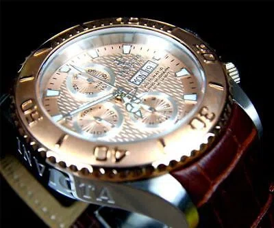 Pre-owned Invicta Reserve Pro Diver Swiss Made Automatic Sellita Sw500 Brown Leather
