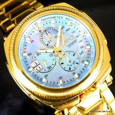 Pre-owned Invicta Reserve Russian Diver Diamond Gold Plated Platinum Mop 52mm Watch