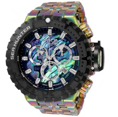 Pre-owned Invicta Reserve Sea Hunter Men's 57mm Abalone Rainbow Chronograph Watch 34723