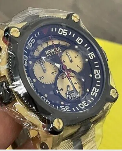Pre-owned Invicta Reserve Sea Hunter Warrior Men's Watch 56mm Gold Color Swiss Chrono