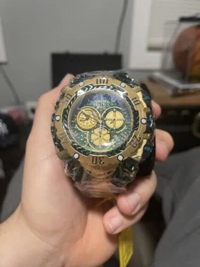Pre-owned Invicta Reserve Shaq 0.12 Carat Diamond Men's Watch - 55.25mm, Gold, Green 36918