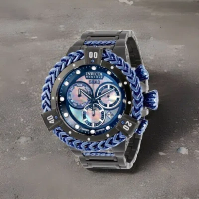 Pre-owned Invicta Reserve Shaq Hercules Blue Mop Black Steel Swiss Watch 53mm 33415