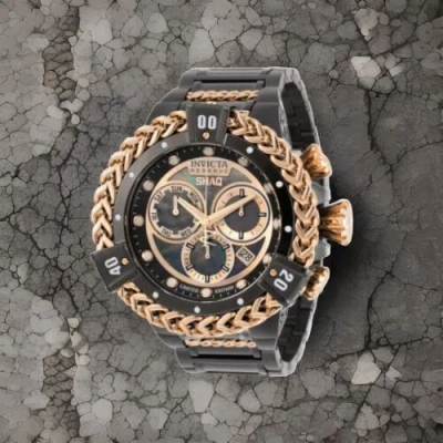 Pre-owned Invicta Reserve Shaq Hercules Rose Mop Black Steel Swiss Watch (33414)