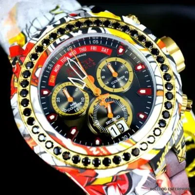 Pre-owned Invicta Reserve Subaqua Specialty 4.14 Ctw Black Spinel Swiss Graffiti Watch