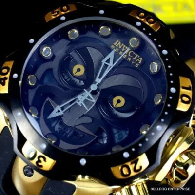 Pre-owned Invicta Reserve Venom Dc Comics Joker Gold Plated Black 52mm Swiss Mvt Watch