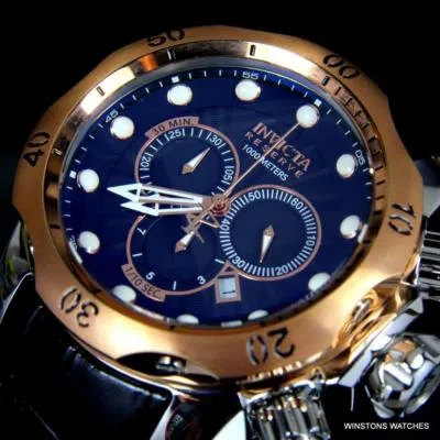 Pre-owned Invicta Reserve Venom Elegant Black Rose Gold Tone Swiss Mvt 52mm Watch