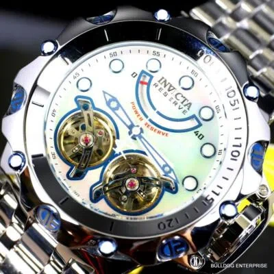 Pre-owned Invicta Reserve Venom Fusion Double Open Heart Automatic Steel Mop Watch