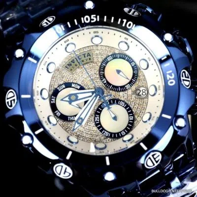 Pre-owned Invicta Reserve Venom Hybrid Fusion .70 Ctw Diamond Swiss Blue Steel Watch