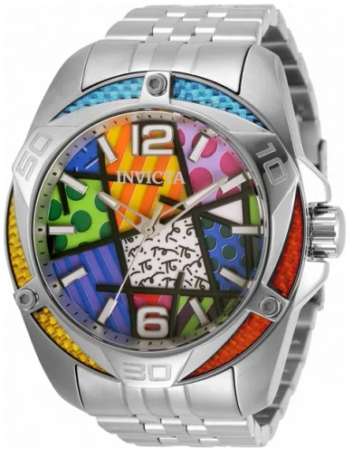 Pre-owned Invicta Romero Britto  Men's 50 Mm L.e. Quartz Stainless Bracelet Watch: Silver