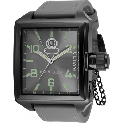 Invicta Russian Diver Quartz Grey Dial Grey Leather Men's Watch 33707 In Black
