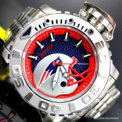 Pre-owned Invicta Sea Hunter Gen Ii Nfl England Patriots 70mm Steel Auto Watch
