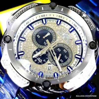 Pre-owned Invicta Shaq Bolt .74 Ctw Diamond Blue Stainless Steel 60mm Swiss Mvt Watch
