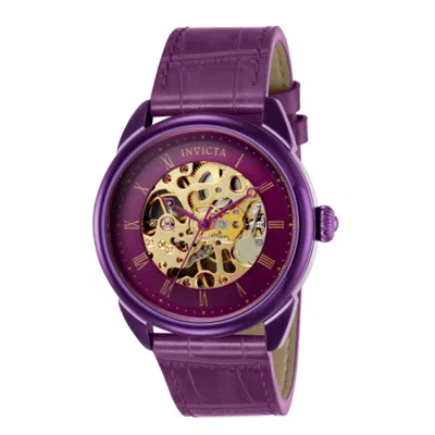 Invicta Specialty 42mm Mechanical Skeletonized Dial Strap Watch In Purple