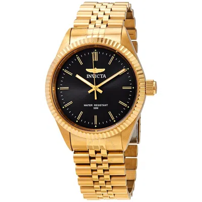 Invicta Specialty Black Dial Yellow Gold-tone Men's Watch 29383 In Black / Charcoal / Gold / Gold Tone / Yellow